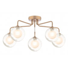 FEYA 5 Light Semi-Flush finished Antique Bronze With Clear & Opal Glass