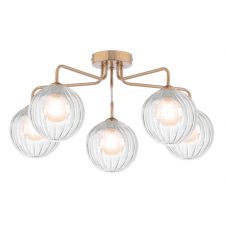 FEYA 5 Light Semi-Flush finished in Antique Bronze With Opal & Ribbed Glass