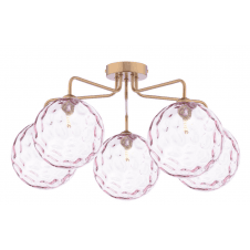 FEYA 5 Light Semi-Flush finished in Antique Bronze With Pink Dimpled Glass