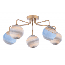 FEYA 5 Light Semi-Flush finished in Antique Bronze With Planet Glass (Large)
