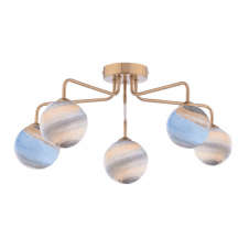 FEYA 5 Light Semi-Flush finished in Antique Bronze With Planet Glass (Small)