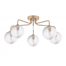 FEYA 5 Light Semi-Flush finished in Antique Bronze With Ribbed Glass