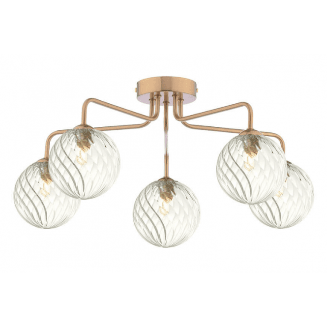 FEYA 5 Light Semi-Flush | Antique Bronze With Twisted Closed Glass