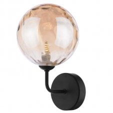Black Wall Light With GL11 Champagne Dimpled Glass Shade