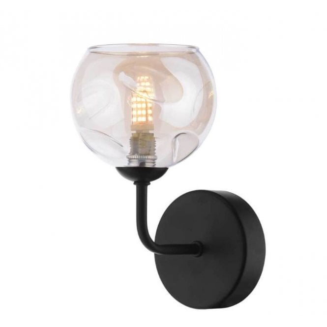 FEYA Black Wall Light with Champagne Organic Glass Shade