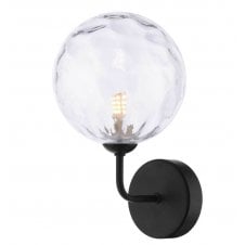 Black Wall Light With GL12 Clear Dimpled Glass Shade