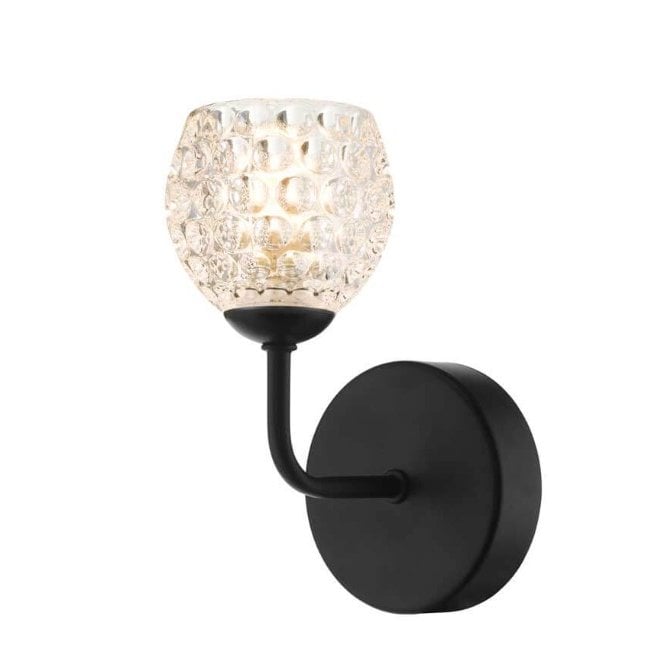 FEYA Black Wall Light with Dimpled Glass Shade