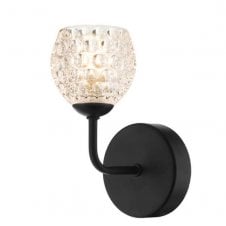 Black Wall Light With GL6 Dimpled Glass Shade