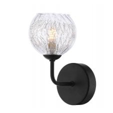 Black Wall Light With GL9 Inner Wire Glass Globe Shade