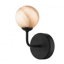 Black Wall Light With GL7 Planet Glass Globe Shade