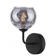 Black Wall Light With GL15 Smoked Organic Glass Shade