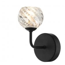 Black Wall Light With GL5 Twisted Open Glass Shade