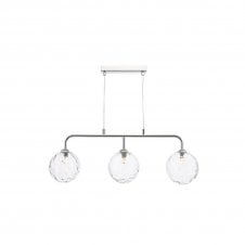 FEYA Chrome 3 Light Pendant Bar with GL12 Clear Dimpled Glass Shade