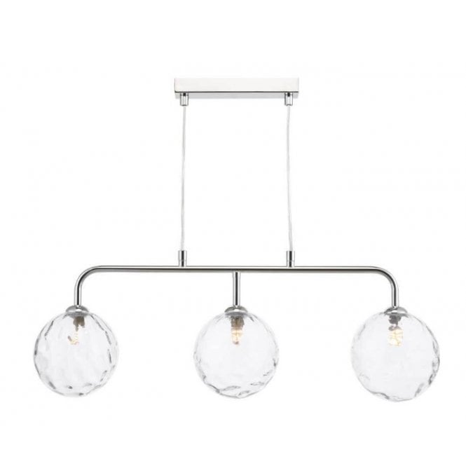 FEYA Chrome 3 Light Pendant Bar with GL12 Clear Dimpled Glass Shade