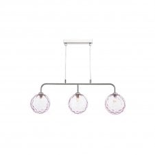 FEYA Chrome 3 Light Pendant Bar with GL13 Pink Dimpled Glass Shade