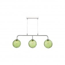 FEYA Chrome 3 Light Pendant Bar with GL14 Green Dimpled Glass Shade