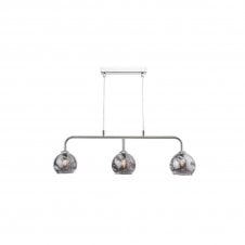FEYA Chrome 3 Light Pendant Bar with GL15 Smoked Organic Glass Shade