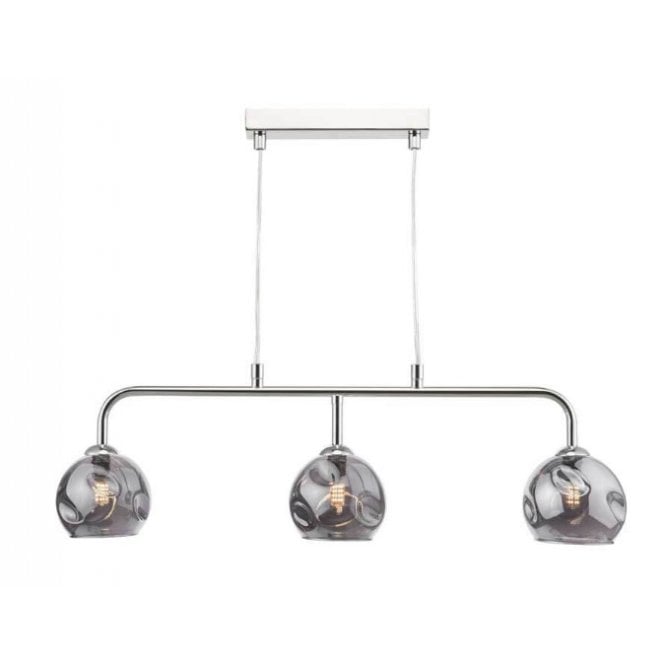FEYA Chrome 3 Light Pendant Bar with GL15 Smoked Organic Glass Shade