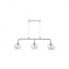 FEYA Chrome 3 Light Pendant Bar with GL16 Champagne Organic Glass Shade