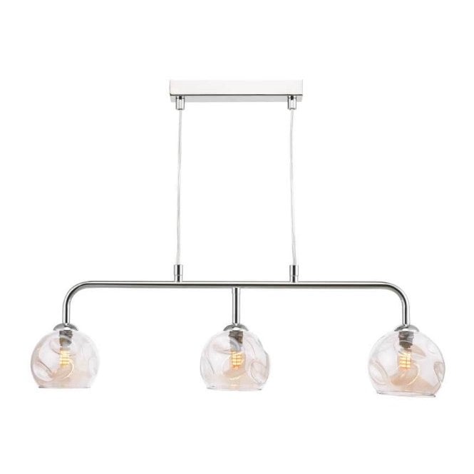 FEYA Chrome 3 Light Pendant Bar with GL16 Champagne Organic Glass Shade