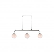 FEYA Chrome 3 Light Pendant Bar with GL17 White Confetti Glass Shade