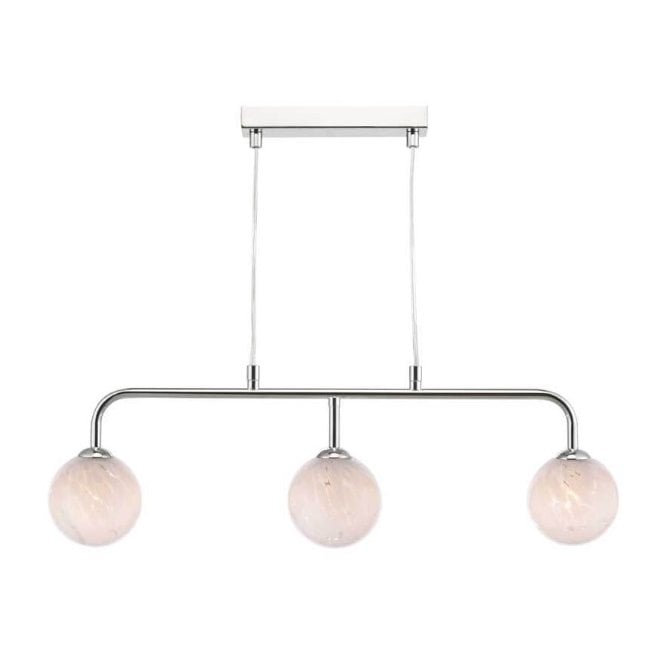 FEYA Chrome 3 Light Pendant Bar with GL17 White Confetti Glass Shade