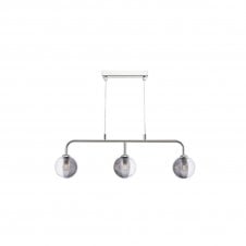 FEYA Chrome 3 Light Pendant Bar with GL18 Smoked & Clear Ribbed Glass