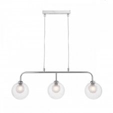 FEYA Chrome 3 Light Pendant Bar with GL20 Opal & Clear Ribbed Glass Shade