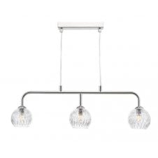 Chrome 3 Light Pendant Bar With GL9 Inner Wire Glass Globe Shade