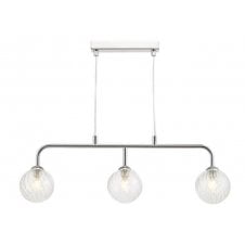 Chrome 3 Light Pendant Bar With GL3 Twisted Glass Globe Shade