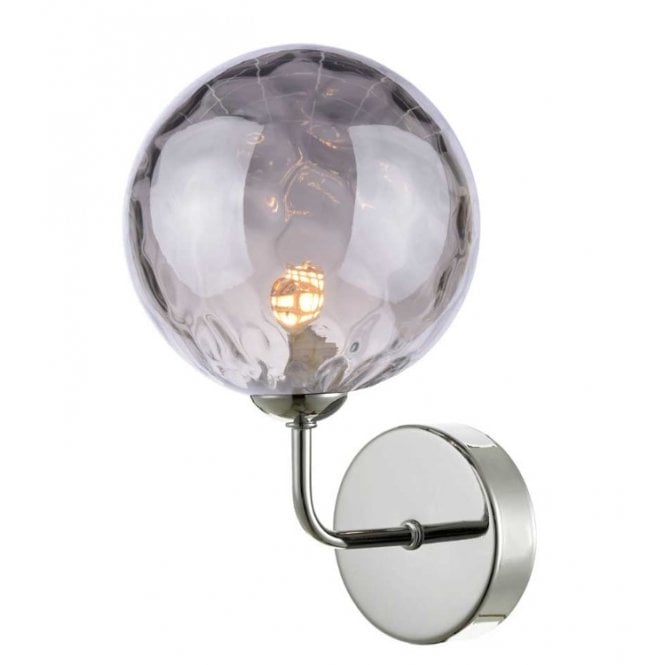 FEYA Chrome Wall Light with GL10 Smoked Dimpled Glass Shade