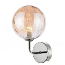 Chrome Wall Light With GL11 Champagne Dimpled Glass Shade