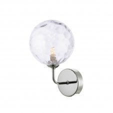 FEYA Chrome Wall Light with GL12 Clear Dimpled Glass Shade