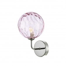 FEYA Chrome Wall Light with GL13 Pink Dimpled Glass Shade