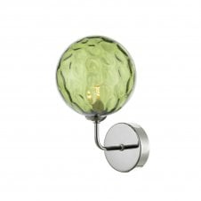 FEYA Chrome Wall Light with GL14 Green Dimpled Glass Shade