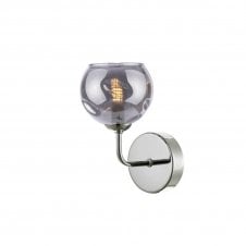 FEYA Chrome Wall Light with GL15 Smoked Organic Glass Shade