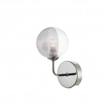 FEYA Chrome Wall Light with GL18 Smoked & Clear Ribbed Glass