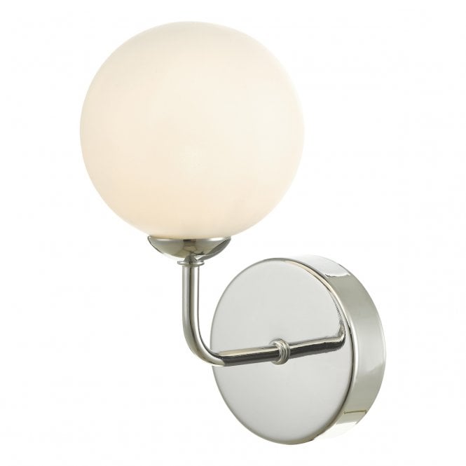 FEYA Chrome Wall Light with GL2 Opal Glass Globe Shade