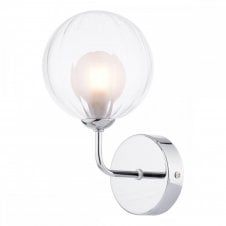 FEYA Chrome Wall Light with GL20 Opal & Clear Ribbed Glass Shade