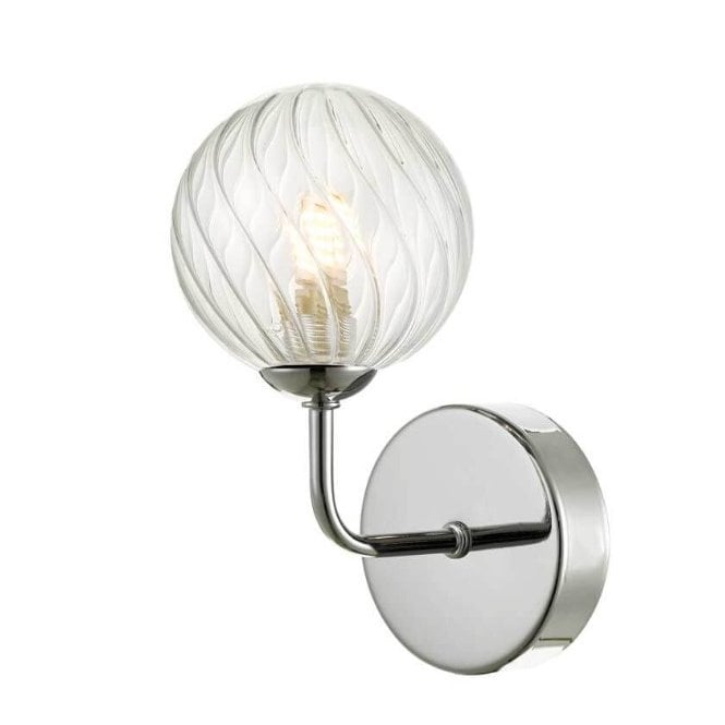 FEYA Chrome Wall Light with GL3 Twisted Glass Globe Shade