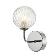Chrome Wall Light With GL3 Twisted Glass Globe Shade