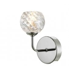 Chrome Wall Light With GL5 Twisted Open Glass Shade