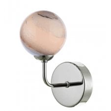 Chrome Wall Light With GL7L Large Planet Art Glass Globe Shade