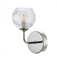 Chrome Wall Light With GL9 Inner Wire Glass Globe Shade