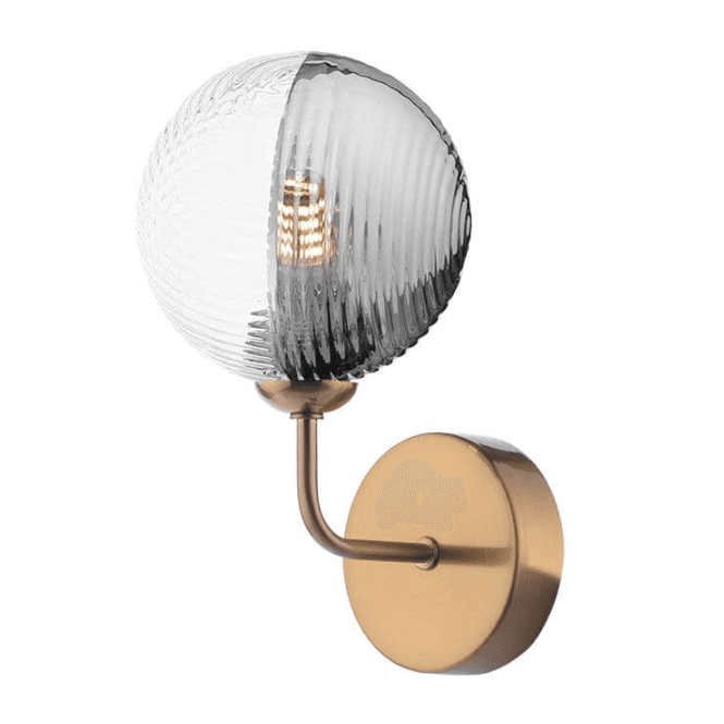 FEYA Wall Light | Antique Bronze With Smoked & Clear Ribbed Glass