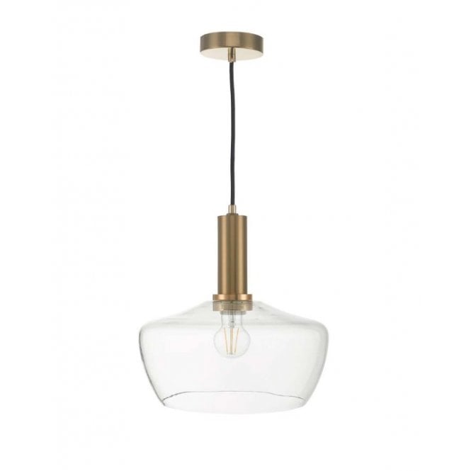 Fidella Ceiling Pendant in Satin Bronze with Clear Glass Shade
