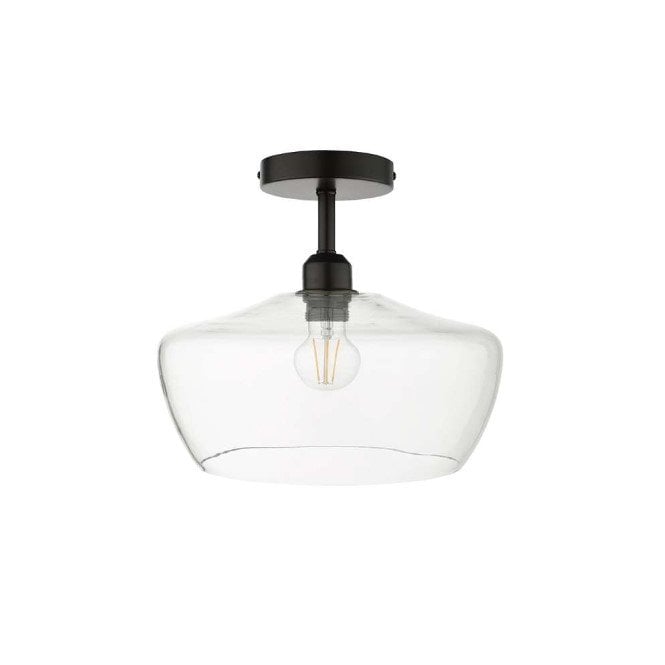 Fidella Semi-Flush in Matt Black & Clear Glass