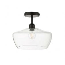 emi Flush Suspension Bracket Matt Black With FIDELLA Clear Glass Easy Fit Shade