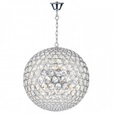 FIESTA chrome and crystal glass globe ceiling pendant 8lt