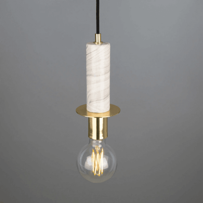 FIGO 1 Light Marbled Ceiling Pendant in Polished Brass